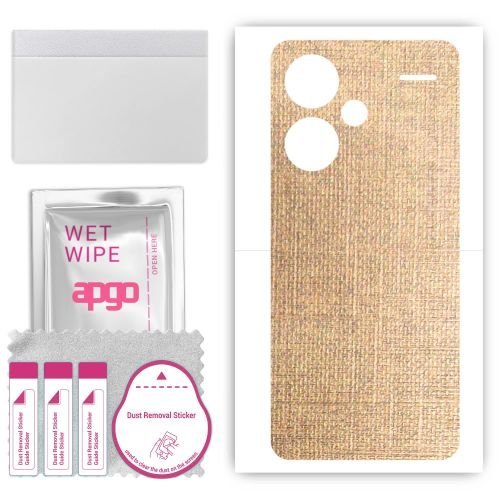 folia naklejka skórka strukturalna na TYŁ do Xiaomi Redmi Note 13 Pro+ Plus - Tkanina Denim Beżowy - apgo SKINS
