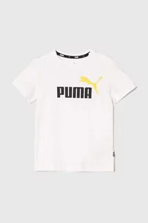Koszulki dla chłopców - Puma t-shirt bawełniany dziecięcy kolor biały z nadrukiem - grafika 1