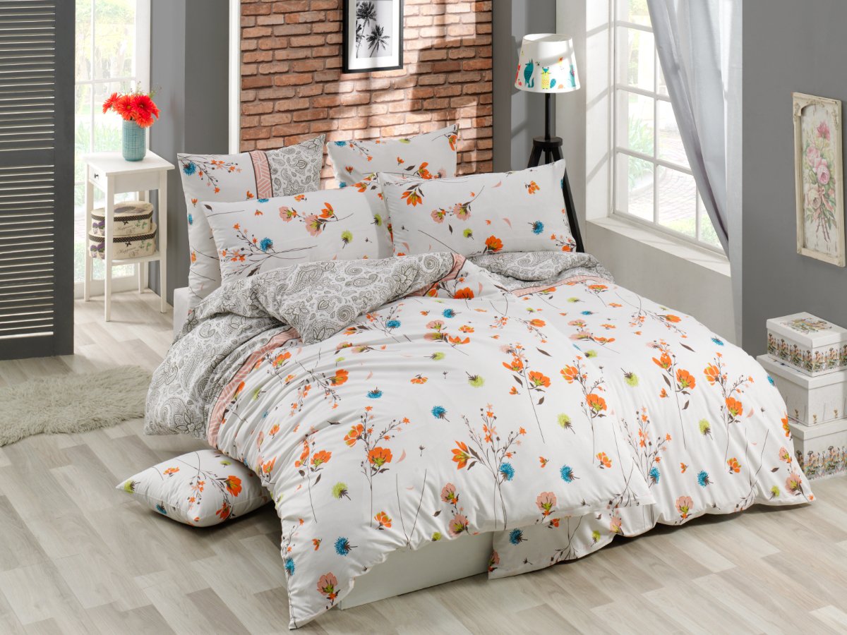 Rozszerzona pościel bawełniana 140x220, 70x90cm Stela kremowa