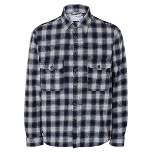 SELETED HOMME Męska koszula flanelowa Slhloosemason-Flannel Overshirt Noos, niebieski, S - Koszule męskie - miniaturka - grafika 1