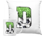 Gadżety dla niej i dla niego - ZESTAW PODUSZKA + KUBEK Piłka Alfabet litera D Pomysł Na Prezent +IMIĘ - miniaturka - grafika 1