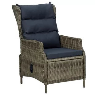 vidaXL Rozkładane krzesło ogrodowe z poduszkami, brązowy polirattan - Fotele i krzesła ogrodowe - miniaturka - grafika 1