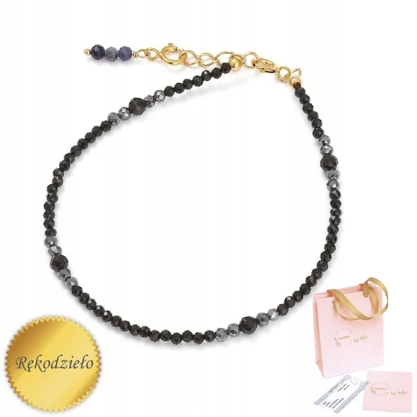 Bransoletka SPINEL Naturalny Czarny Srebro 925 Prezent