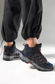 Buty trekkingowe damskie - Granatowe buty trekkingowe damskie z pomarańczowymi dodatkami sznurowane softshell Casu B2115-5 - miniaturka - grafika 1