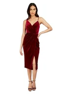 Sukienki - Little Mistress Damska aksamitna sukienka midi w kolorze fuksji, Głęboki fuksja różowy, 42 - miniaturka - grafika 1