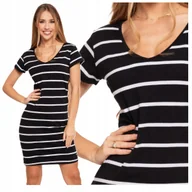Sukienki - Sukienka Damska Przed Kolano Letnia Bawełniana Mini Tuba w Paski S MORAJ - miniaturka - grafika 1