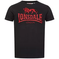 Koszulki męskie - Lonsdale Męski T-shirt Kingswood, czarny/ciemnoczerwony, XXL - miniaturka - grafika 1