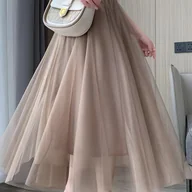 Spódnice - TEMU Spódnica z tiulu z elastyczną talią, szykowna spódnica tutu w kształcie litery A na wiosnę i , odzież damska - miniaturka - grafika 1