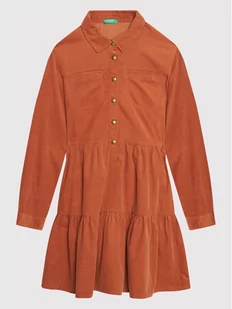Benetton United Colors Of Sukienka codzienna 4AD35VGP0 Brązowy Regular Fit - Sukienki i spódniczki dla dziewczynek - miniaturka - grafika 1