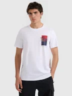 Koszulki męskie - T-shirt regular z nadrukiem męski 4F 4FRAW25TTSHM3256-10S Biały L - miniaturka - grafika 1