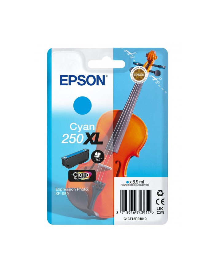 EPSON Singlepack Cyan 250XL ink C13T16P24010