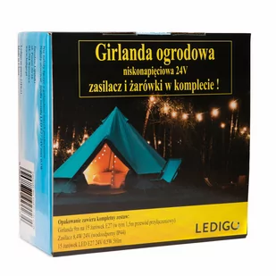 Girlanda 24V 9m + zasilacz i żarówki 0,5W 2700K - Lampy ogrodowe - miniaturka - grafika 1