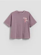 Koszulki dla chłopców - Reserved - Bawełniany t-shirt oversize - fioletowy - miniaturka - grafika 1