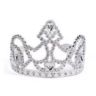 Stroje karnawałowe - Arpex Ozdoba karnawałowa tiara srebrna SR1145SRE - miniaturka - grafika 1