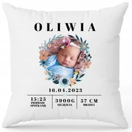 Poduszki dekoracyjne - PODUSZKA Prezent na Chrzest METRYCZKA Własne Dane - miniaturka - grafika 1