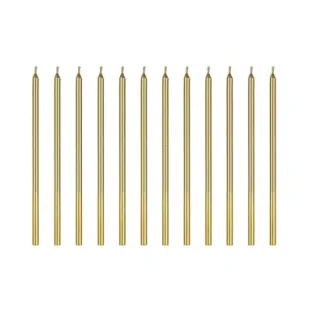 PartyDeco Świeczki urodzinowe gładkie złote 14cm - Urodziny dla dorosłych - miniaturka - grafika 1