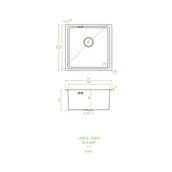 Zlewozmywaki - Laveo Aden Zlewozmywak stalowy jednokomorowy 44x44 cm grafit SLA_510P - miniaturka - grafika 1