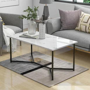 Stolik kawowy Fortuna Lai, marmurowy stolik kawowy z metalową ramą, nowoczesny, 106 x 55 x 45 cm - Ławy i stoliki kawowe - miniaturka - grafika 1