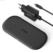 Ładowarki do telefonów - Choetech 2w1 ładowarka bezprzewodowa Qi do telefonu / słuchawek Airpods 2 z 5 cewkami ładującymi + kabel USB Typ C 1m + ładowarka sieciowa czarny (T53 - miniaturka - grafika 1