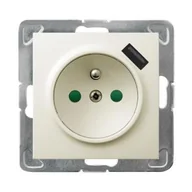Gniazdka elektryczne - Gniazdo pojedyncze Ospel Impresja GP-1YZPUSB/m/27 z uziemieniem z przesłonami z ładowarką USB 2,1A ecru - miniaturka - grafika 1