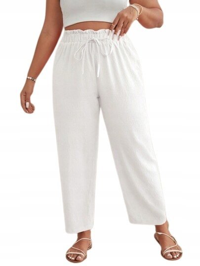 SHEIN BIAŁE DAMSKIE LUŹNE SPODNIE CASUAL PLUS SIZE 46 1EE