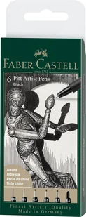 Faber-Castell Pitt artist pen black końcówki xxs, xs, s, f, m, 1.5 etui 6 szt. - Cienkopisy - miniaturka - grafika 1