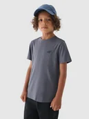 Koszulki dla chłopców - 4F T-shirt gładki chłopięcy - szary 146 (10-11 lat) - miniaturka - grafika 1