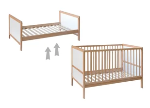 Łóżeczko Nelly 120x60 Bukowy / Biały tapczan barierka sofa - Łóżeczka i kojce - miniaturka - grafika 1