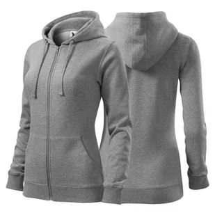 Bluza ciemnoszary melanż damska z logo na sercu z nadrukiem logo firmy 300g 411 kolor 12 bluza trendy zipper - Moda i Uroda OUTLET - miniaturka - grafika 1