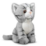 Maskotki i pluszaki - Animigos Animigos Pluszowa maskotka kot szary tabby, pluszak o realistycznym wzornictwie, przytulnie miękki, wielkość ok. 19 cm 37235 - miniaturka - grafika 1