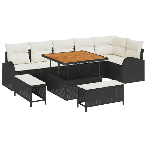 Zestaw sof ogrodowych modułowych, stal aluminiowa, czarny, 3 elementy