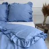 Pościel - Pościel bawełniana z falbanką - niebieska (jeans) [Rozmiar: 140/200 i 70/80] - miniaturka - grafika 1