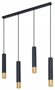 Lampa Wisząca Spot Tuby Czarna Złota Zwis Nowoczesna Led XXL 140CM - Lampy sufitowe - miniaturka - grafika 1