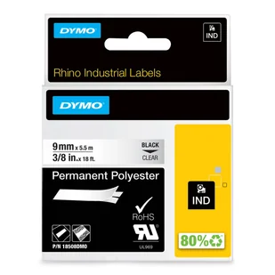 Dymo Oryginał RHINO taśma poliestrowa trwała 9mm czarna na przezroczystym S0718160 - Taśmy do drukarek barwiące - miniaturka - grafika 2