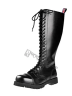 Botki męskie - glany NEVERMIND - CZARNE (20 dziurek) polerowane-37 - miniaturka - grafika 1