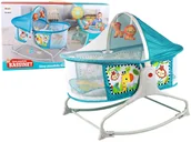 Leżaczki i huśtawki - Wielofunkcyjne Łóżeczko Bujaczek 2w1 Mata Dziecięca Dźwięki Wibracje Niebieska - miniaturka - grafika 1