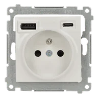 Gniazdka elektryczne - Kontakt Simon Gniazdo z ładowarką USB A+C SIMON 54 - biały - miniaturka - grafika 1