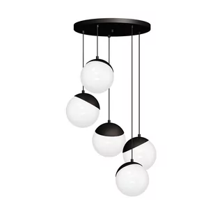 EULUNA Lampa wisząca Sfera 5-punktowa szkło/metal czarna - Lampy sufitowe - miniaturka - grafika 2
