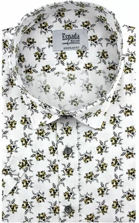 Koszule męskie - Espada Duża Koszula Męska Elegancka Wizytowa do garnituru biała w kwiatki z krótkim rękawem Duże rozmiary Espada N514 Koszula N514 - grafika 1