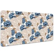 Podkładki na biurko - Duża podkładka na biurko Niebieskie kwiaty 100x50cm, Dywanomat - miniaturka - grafika 1