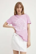 Koszulki sportowe damskie - Vans t-shirt bawełniany damski kolor fioletowy - miniaturka - grafika 1
