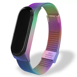 PASEK, OPASKA METALOWA Z ZAPIĘCIEM do XIAOMI MI BAND 3/4 (tęczowy) - Akcesoria do pulsometrów i zegarków sportowych - miniaturka - grafika 1