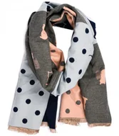 Apaszki i szaliki damskie - Ciepły szal szalik groszki koty patchwork dzianina - miniaturka - grafika 1
