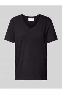 T-shirt z dekoltem w serek model ESSENTIAL - Selected Femme - Koszulki i topy damskie - miniaturka - grafika 1