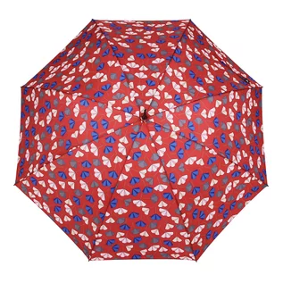 Parasole - Parasol damski długi Blue Drop w polne kwiaty, czerwony - grafika 1