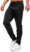 Spodnie sportowe męskie - Czarne spodnie męskie dresowe Denley YK187 - miniaturka - grafika 1