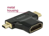 Złącza, przejściówki, adaptery - Delock Adapter HDMI-A(F)->HDMI -C+HDMI-D(M)Ethernet (65666) - miniaturka - grafika 1