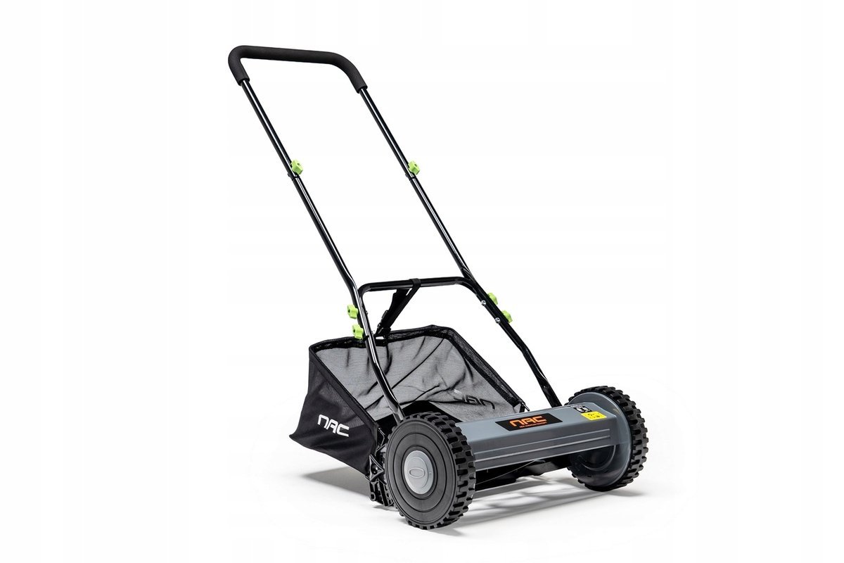 NAC KOSIARKA Ręczna do trawy BĘBNOWA 40 cm Pchana 5 hartowanych noży + KOSZ