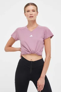 adidas Performance t-shirt treningowy Training Essentials kolor różowy - Koszulki sportowe damskie - miniaturka - grafika 1