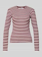 Bluzki damskie - Bluzka z długim rękawem o kroju slim fit z mieszanki bawełny - miniaturka - grafika 1